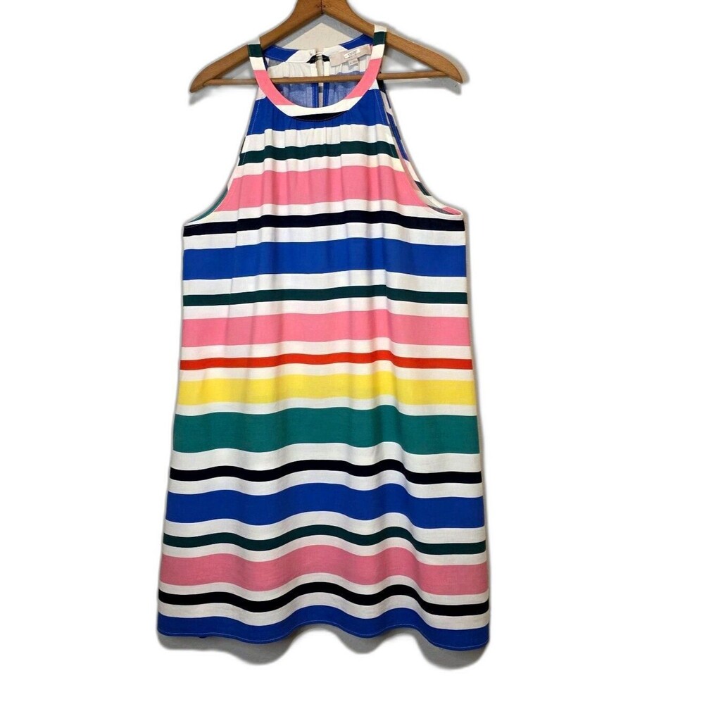 LOFT Striped Halter Sundress Coastal Beach Resort Striped Nautical Vacay Size XL
